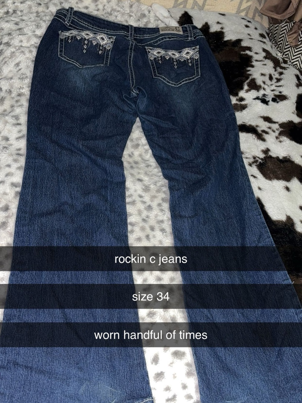 Rockin' C Women's Dark Blue Boot Cut Jeans with Embroidered Back Pockets